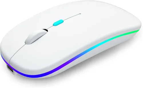 Miniatura 21 de AIKOKOK Ratón Inalámbrico Bluetooth Recargable para Laptop con LED Portátil (BT5.2 y USB 2.4G) Conexión de Modo Dual Ratón Silencioso Delgado