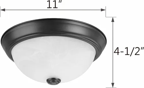 Miniatura 4 de Aspen Creative 63013-22, montaje empotrado de 2 luces en acabado bronce oscuro con vidrio de alabastro blanco, 11 pulgadas de diámetro, enchufe E26