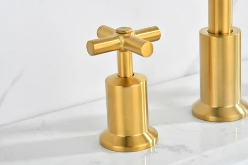 Miniatura 7 de Grifo de baño generalizado de dos manijas, grifos de baño para fregadero de 3 agujeros con drenaje emergente push up, 2 manijas, grifo de fregadero