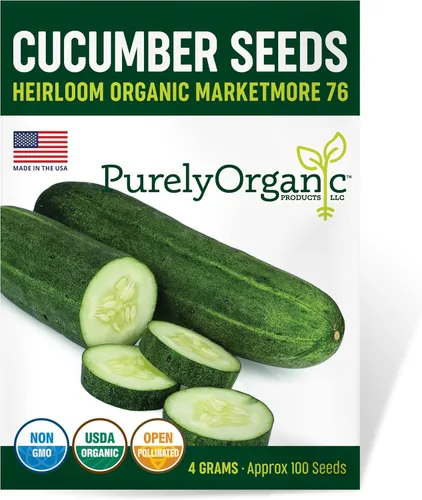 Semillas de pepino orgánicas (Marketmore 76) – Aproximadamente 100 semillas – USDA Organic, sin OMG, polinizado abierto, reliquia, origen