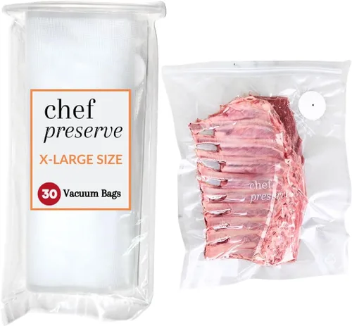 Chef Preserve Bolsas reutilizables selladoras al vacío para alimentos – 30 bolsas grandes sin BPA XL (12 x 20 pulgadas), para almacenamiento de