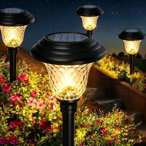 Miniatura 7 de BEAU JARDIN - Luces solares para exteriores para iluminar caminos, patios y jardines, hechas de cristal y acero inoxidables, impermeables