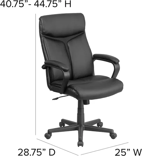 Miniatura 3 de Flash Furniture Raya - Silla de oficina giratoria ejecutiva de LeatherSoft con respaldo alto y brazos de malla ligera