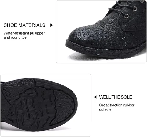 Miniatura 4 de Moda Chics - Botines para mujer, estilo combate con cordones y peluche.