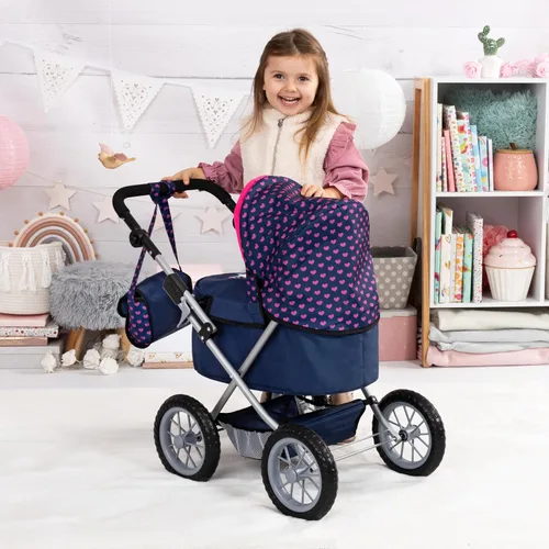Miniatura 3 de Bayer Cochecito de muñeca de moda, mango ajustable, juguete de juego de simulación con bolsa de almacenamiento, 18 pulgadas