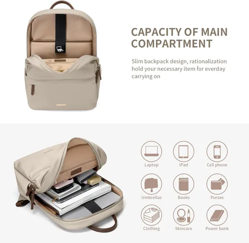 Miniatura 3 de GOLF SUPAGS Mochila para laptop para mujer, bolsa delgada para computadora, trabajo, viajes, universidad, mochila para portátil de 14 pulgadas
