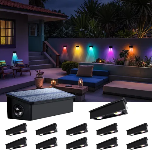 Miniatura 16 de Luces de Valla Solares Impermeables para Exteriores de 3 Lados LED para Pared y Paisajismo para Patio, Terraza, Patio, Barandilla, Garaje, Piscina