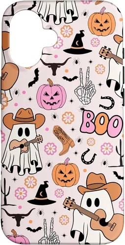 Miniatura 32 de Spooky Ghost Cowboy Cute Halloween Boo Western Retro Pastel Case for iPhone 17