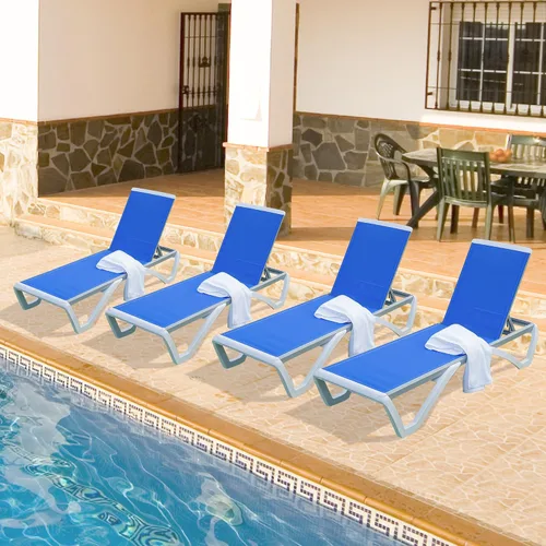 Miniatura 29 de Domi - Tumbona para exteriores, sillón ajustable de aluminio para patio, silla de piscina de plástico para terraza, césped, patio trasero