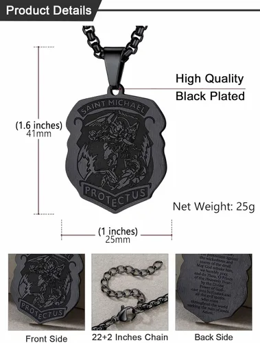 Miniatura 143 de U7 Saint Benedict/Michael Medal Necklace, 316L Stainless Steel Virgin Mary Necklace for Men Women, Bible Verse Protection Necklace Catholic