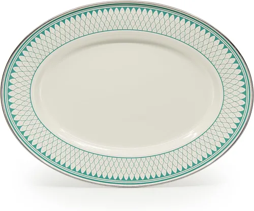 Golden Rabbit Enamelware Oval Platter, 12 x 16in, Aegean Sevilla
