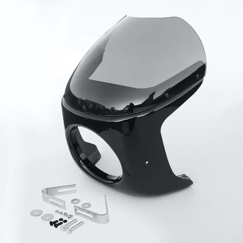 Carenaje de faro delantero redondo universal de 17.8 cm con kit de parabrisas ahumado para motocicleta Harley BMW Suzuki Yamaha
