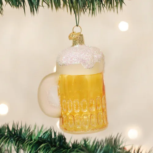 Miniatura 2 de Old World Christmas Taza de vidrio soplado de cerveza para árbol de Navidad, decoración navideña artesanal, colección de cerveza Taza de cerveza