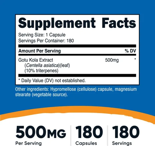 Miniatura 2 de Nutricost Gotu Kola 500 MG, 180 cápsulas vegetarianas, sin gluten, sin OMG