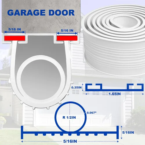 Miniatura 3 de DGSL - Tiras de sellado para puerta de garaje inferior de goma impermeable, universal, resistente a la intemperie, para sellado de umbral, tira