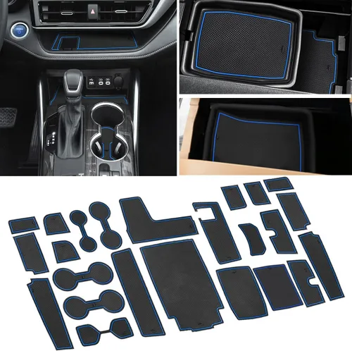 Miniatura 14 de Auovo Alfombrillas antipolvo para Toyota Highlander Accesorios 2019 2018 2017 2016 2015 2014 Alfombrillas de posavasos con inserto para portavasos