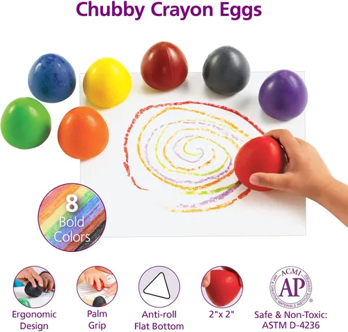 Miniatura 2 de Colorations Huevos de crayón gordito - Juego de 8 (artículo # CHUBEGG)