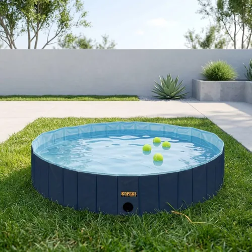 Miniatura 5 de KOPEKS Bañera para piscina al aire libre, portátil, plegable, ideal para mascotas, XL 63 x 12 pulgadas, azul, azul piscina-XL