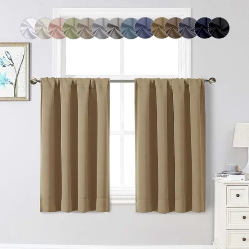 Miniatura 77 de Cortinas opacas para dormitorio, sala de estar, juego de 2 paneles de 54 pulgadas de largo, cortinas de oscurecimiento de habitación con aislamiento