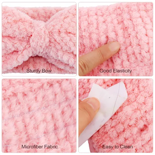 Miniatura 5 de YISSION 2 diademas de spa con lazo antideslizante para lavado de cara, maquillaje, cuidado de la piel, diadema facial, banda elástica de microfibra