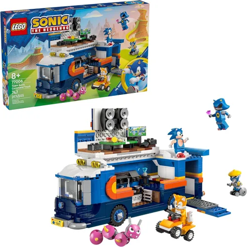 LEGO Sonic The Hedgehog Team Sonic Command Truck Juguete de construcción – Vehículo de juego de simulación con 5 figuras para niños y niñas, a