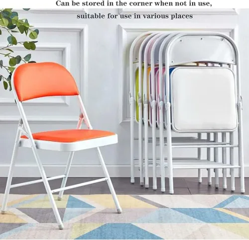 Miniatura 5 de Folding Chairs Silla de escritorio acolchada para muebles, silla de camping, silla de descanso plegable con marco de metal para sillas de oficina