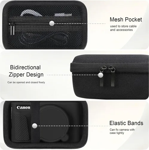 Miniatura 5 de Elonbo Funda para cámara digital Canon PowerShot SX740/SX730, Canon SX740/SX730 HS funda de transporte rígida + funda de silicona suave con cubierta