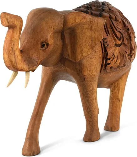 Miniatura 7 de G6 Collection Estatua de elefante tallada a mano de madera, escultura, arte decorativo, rústico, decoración del hogar, decoración hecha a mano