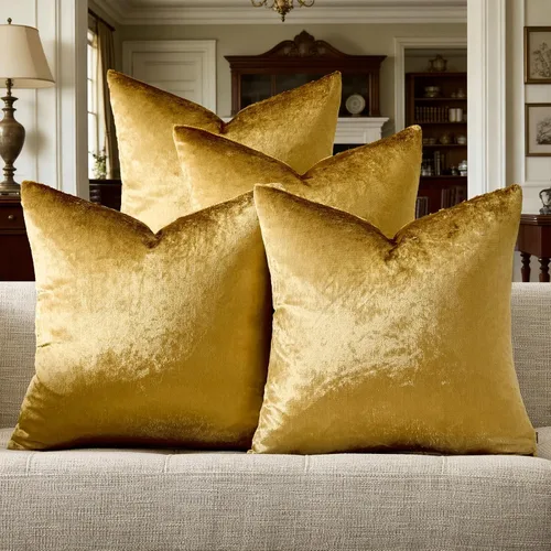 GIGIZAZA - Funda decorativa para cojín, de terciopelo brillante de lujo, color gris plateado Dorado