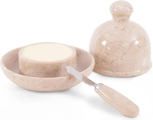 Miniatura 11 de Radicaln Mantequillera de Mármol con Tapa de 6 Pulgadas Blanca Hecha a Mano Contenedor de Almacenamiento de Mantequilla Mantequillera Ideal Blanco