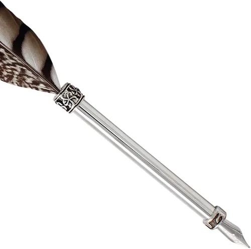 Miniatura 3 de Gullor Pluma de pluma vintage, pluma de inmersión de plumas naturales con caja de regalo, negro y marrón