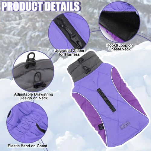 Miniatura 2 de EMUST Abrigos de invierno para perro, ropa de forro polar para mascotas para clima frío, estilo británico, chaqueta cálida a prueba de viento