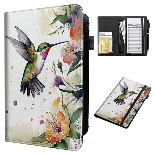 Miniatura 13 de Cartera de cuero para camarera, con cremallera y soporte para libro de cheques, bolsillo para dinero, organizador personal para delantales, estrella