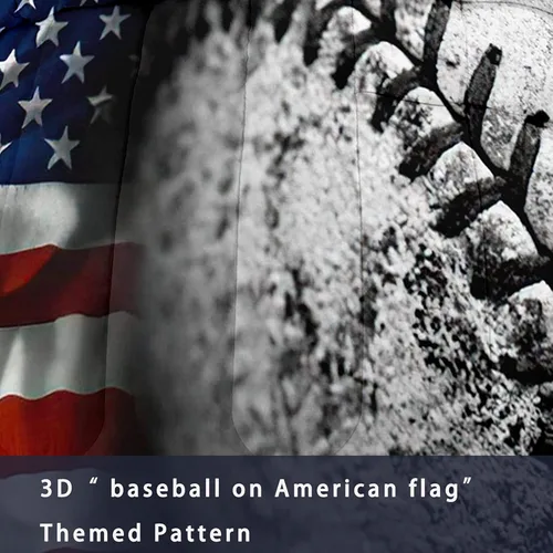 Miniatura 5 de Bodhi Juego de edredón de béisbol tamaño individual para niños, juego de edredón de bandera estadounidense tamaño individual, juego de ropa de cama