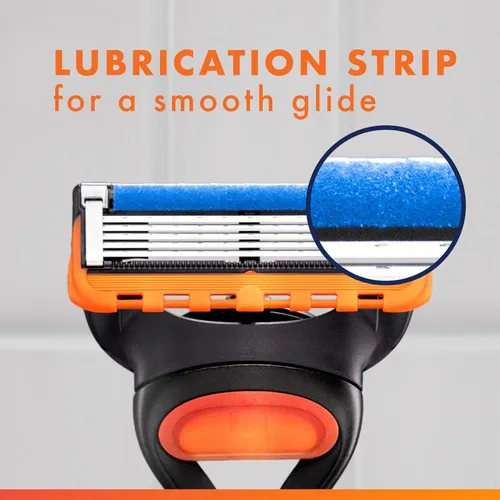 Miniatura 6 de Maquinillas de afeitar Gillette Fusion5 para hombre, 1 afeitadora, 4 recambios de hoja, Lubrastrip para un afeitado más cómodo