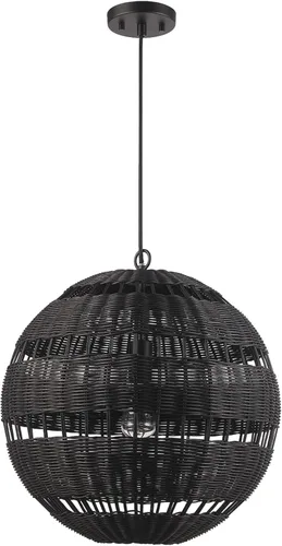 Miniatura 11 de GLOBE Electric 67000102 Lámpara colgante de 2 luces, negro mate, pantalla de hilo de papel, cable de tela trenzada, iluminación de isla de cocina