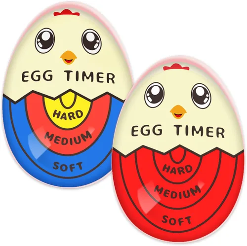 Miniatura 7 de Lasubst Temporizador de huevos que va en el agua para huevos duros duros suaves y medianos, 1 rojo y 1 azul