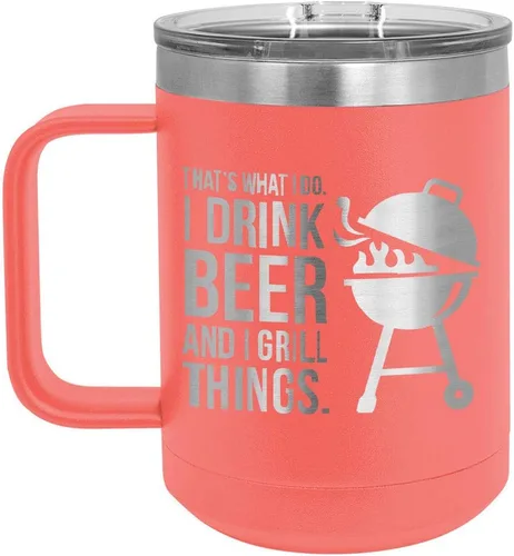 Miniatura 10 de Drink Beer Grill Things BLUE 15 oz Coffee Cup w/Slide Top Lid Insulated Travel Coffee Mug BBQ & Grilling Gift Idea For Men Who Have Everything