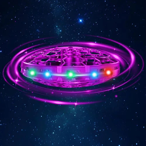 Dron de juguete volador de operación manual para niños, mini dron con sensores de movimiento de manos libres de 360° y luces LED geniales, dron Rosa