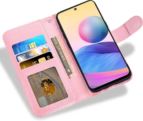 Miniatura 4 de Asuwish Funda de teléfono para Xiaomi Redmi Note 10 5G con protector de pantalla de vidrio templado y cubierta de billetera de encaje Soporte
