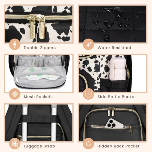 Miniatura 4 de LOVEVOOK Mochila para Pañales de Gran Capacidad con Cambiador Portátil, Mochila de Viaje Multifunción para Bebé Leche