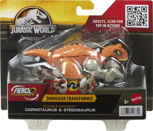 Miniatura 6 de Mattel Jurassic World Fierce Changers - Figura de acción de dinosaurio 2 en 1, juguete de doble peligro que se transforma de carnotaurio a