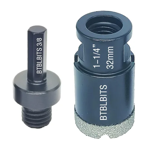 Miniatura 13 de Broca de núcleo de diamante seco de 1 pulgada (0.984 in), brocas de rosca 5/8-11 para azulejos, amoladora angular soldada al vacío, sierra