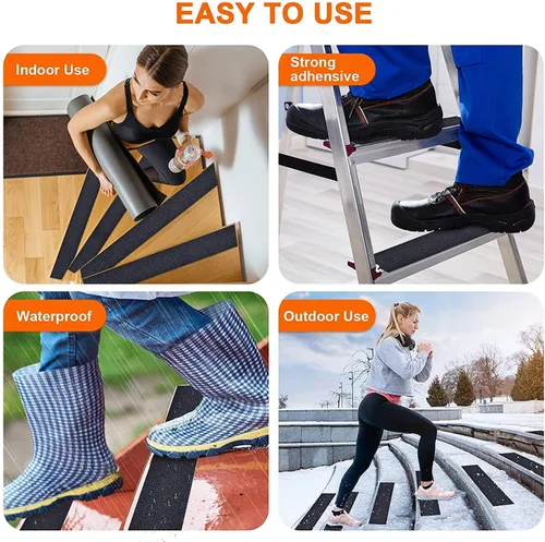 Miniatura 3 de Cinta antideslizante impermeable al aire libre para escaleras, cinta antideslizante para peldaños al aire libre, 2 en x 60 pies, cinta de agarre
