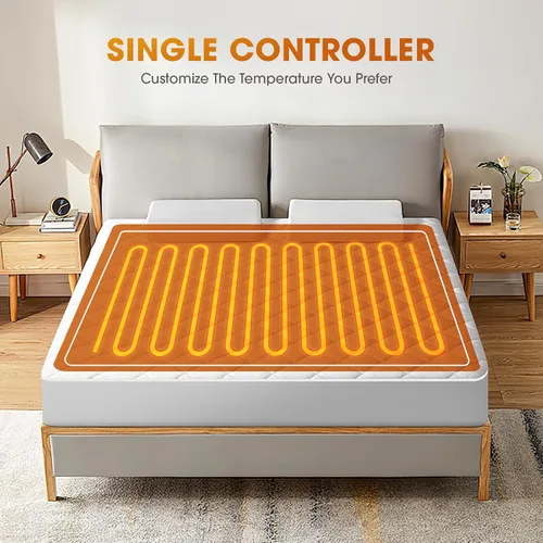 Miniatura 3 de Protector de colchón térmico tamaño individual, protector de colchón eléctrico con funciones de precalentamiento, calentador de cama con controlador