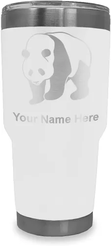 Miniatura 23 de LaserGram Vaso aislado al vacío de 20 onzas, oso panda, grabado personalizado incluido (negro)