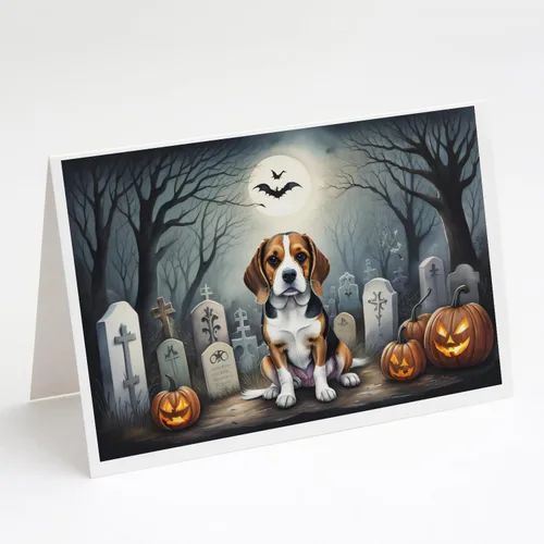 Miniatura 70 de Caroline's Treasures DAC2018GCA7P - Tarjetas de felicitación y sobres de Halloween espeluznantes de Border Collie, paquete de 8 tarjetas en blanco