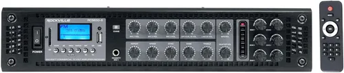 Rockville RCS650-6 Amplificador comercial de 650 W, 6 zonas, 70 V, Bluetooth, reproducción USB/SD/FM, montaje en rack, para restaurantes y oficinas