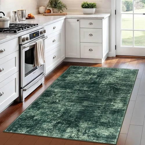 Miniatura 1254 de IOHOUZE Alfombra abstracta lavable de 3 x 12 pies para pasillos, antideslizante para cocina, camino de entrada de lana sintética para interiores