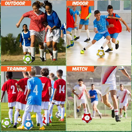 Miniatura 3 de Jenaai 4 pelotas de fútbol a granel con bomba y bolsa, pelota de fútbol desinflada, entrenamiento deportivo para adultos y adolescentes, fútbol